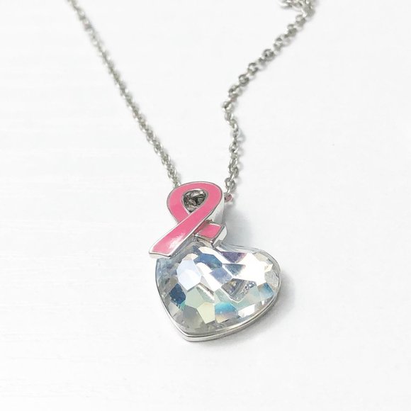 Swarovski Jewelry - Swarovski Breast Cancer Ribbon Heart Necklace